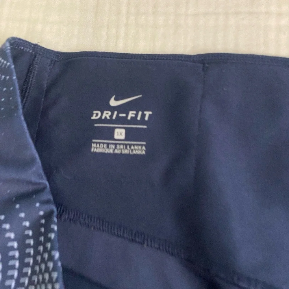 Nike Dri Fit Blue White Geometric‎ Wave Full Length Leggings Womens 1X